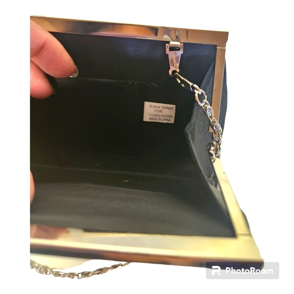 NWT! 🔖BIJOUX TERNER black satin clutch bag - Picture 3 of 14